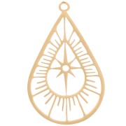 22x14mm 316L stainless steel openwork drop pendant - North star - Gold x1|raw }}