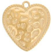 18x17mm 304L stainless steel Cambered hammered heart pendant - Gold x1
