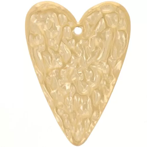 34x24mm 304L stainless steel Hammered heart pendant - Gold x1