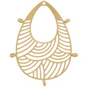 32x25mm Stainless steel 316L Drop pendants - 5 closed rings - Gold Tone x2