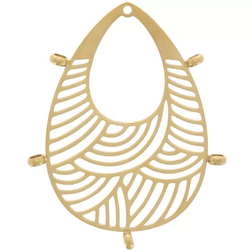 32x25mm Stainless steel 316L Drop pendants - 5 closed rings - Gold Tone x2