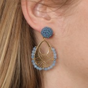 32x25mm Stainless steel 316L Drop pendants - 5 closed rings - Gold Tone x2