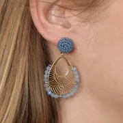 32x25mm Stainless steel 316L Drop pendants - 5 closed rings - Gold Tone x2