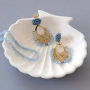 32x25mm Stainless steel 316L Drop pendants - 5 closed rings - Gold Tone x2