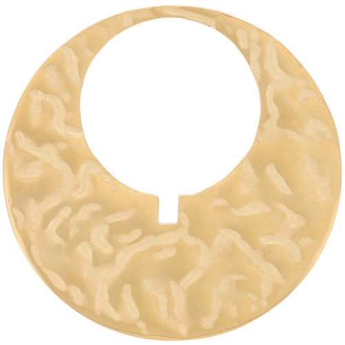 30mm Stainless steel 316L Hammered hollow circle pendant - Gold x1