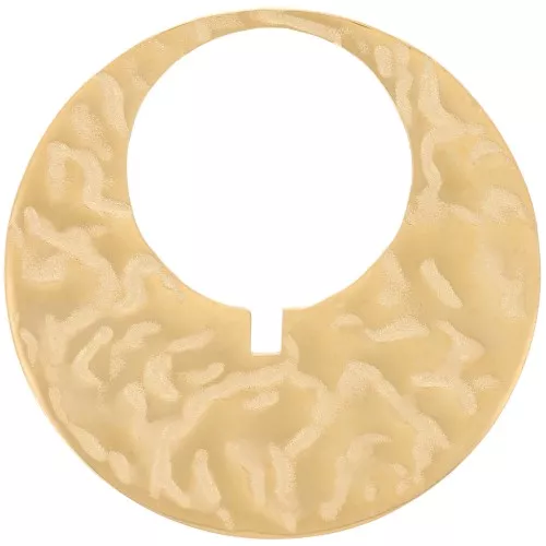 30mm Stainless steel 316L Hammered hollow circle pendant - Gold x1