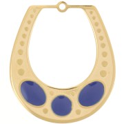25x21mm 316L st. steel Textured pendant with epoxy resin - Gold-plated - Blue x1|raw }}