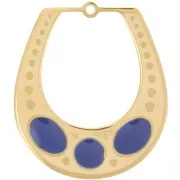 25x21mm 316L st. steel Textured pendant with epoxy resin - Gold-plated - Blue x1
