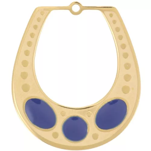 25x21mm 316L st. steel Textured pendant with epoxy resin - Gold-plated - Blue x1