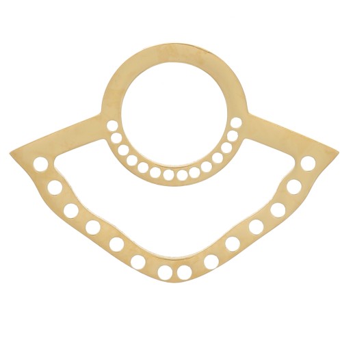 14x19mm Stainless steel 316L multi-hole Fan pendant for weaving - Gold x1