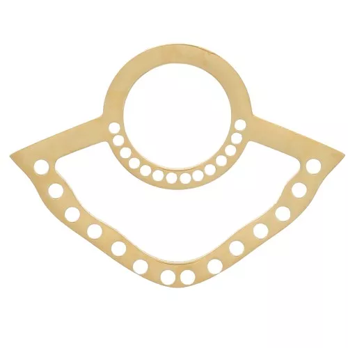14x19mm Stainless steel 316L multi-hole Fan pendant for weaving - Gold x1