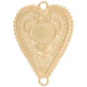 29x21mm 316L stainless steel Worked heart spacer for 8x6mm cabochon - gold x1|raw }}