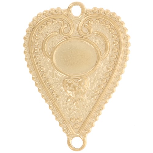 29x21mm 316L stainless steel Worked heart spacer for 8x6mm cabochon - gold x1