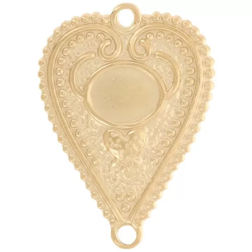 29x21mm 316L stainless steel Worked heart spacer for 8x6mm cabochon - gold x1