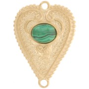 29x21mm 316L stainless steel Worked heart spacer for 8x6mm cabochon - gold x1