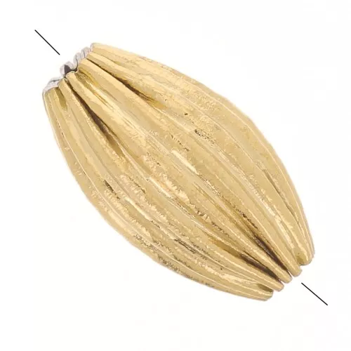 10x6 mm Ribbed Olive Bead - Godron - Gold-Plated 304L Stainless Steel x1