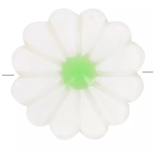 12mm Mother of Pearl Daisy Flower Pendant - White - Green x1