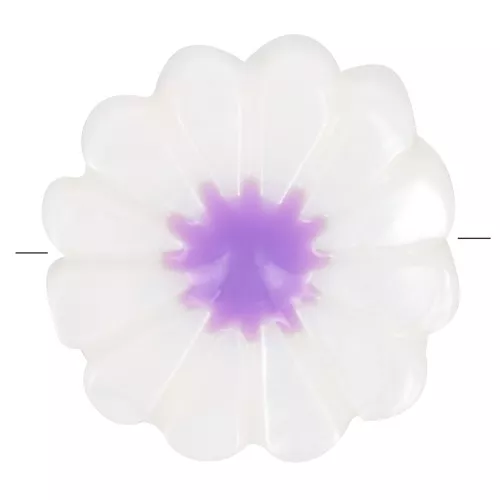 12mm Mother of Pearl Daisy Flower Pendant - White - Purple x1