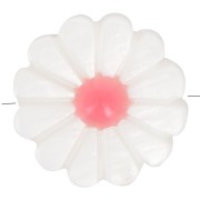 12mm Mother of Pearl Daisy Flower Pendant - White - Coral x1|raw }}