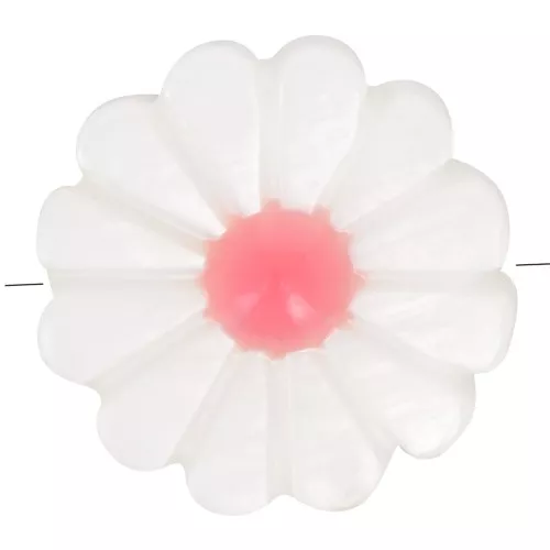 12mm Mother of Pearl Daisy Flower Pendant - White - Coral x1