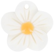 20mm Mother of Pearl Daisy Flower Pendant - Natural - Orange x1