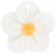 20mm Mother of Pearl Daisy Flower Pendant - Natural - Orange x1