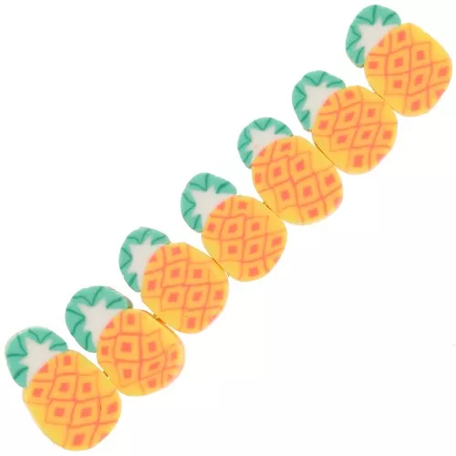 11x7.5mm Pineapple beads - polymer clay - Orange - Green x4