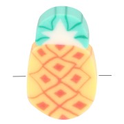 11x7.5mm Pineapple beads - polymer clay - Orange - Green x4