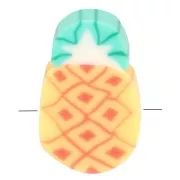 11x7.5mm Pineapple beads - polymer clay - Orange - Green x4