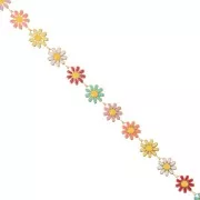 10mm Stainless steel 304 Fancy daisy chain epoxy resin - Gold - Multicoloured x1m