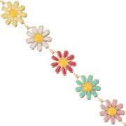 10mm Stainless steel 304 Fancy daisy chain epoxy resin - Gold - Multicoloured x1m