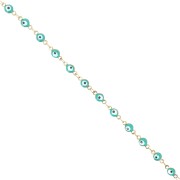 4.5mm Stainless steel 304 Fancy chain with epoxy eye - Gold - Green Turquoise x1m