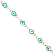4.5mm Stainless steel 304 Fancy chain with epoxy eye - Gold - Green Turquoise x1m