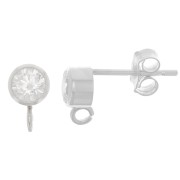 4.5mm 925 sterling silver EarStuds with zirconium oxide - Crystal x2|raw }}