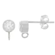 4.5mm 925 sterling silver EarStuds with zirconium oxide - Crystal x2