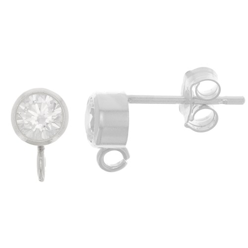 4.5mm 925 sterling silver EarStuds with zirconium oxide - Crystal x2