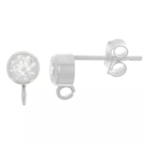 4.5mm 925 sterling silver EarStuds with zirconium oxide - Crystal x2