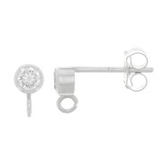 3.5mm 925 sterling silver EarStuds with zirconium oxide - Crystal x2|raw }}