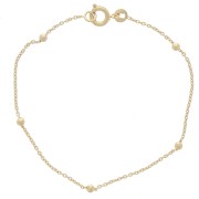 Cable mesh bracelet with 2.5mm (1x3) beads - 3-micron gold-plated x17cm