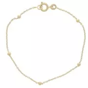 Cable mesh bracelet with 2.5mm (1x3) beads - 3-micron gold-plated x17cm