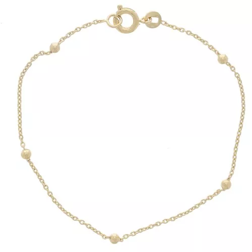 Cable mesh bracelet with 2.5mm (1x3) beads - 3-micron gold-plated x17cm