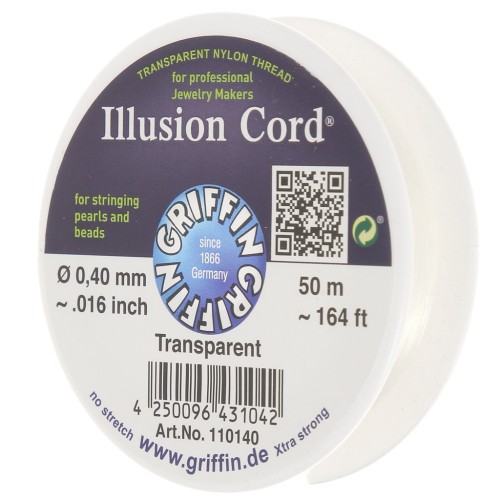 0.40mm Invisible nylon cord - illusion cord - Griffin - Transparent x50m