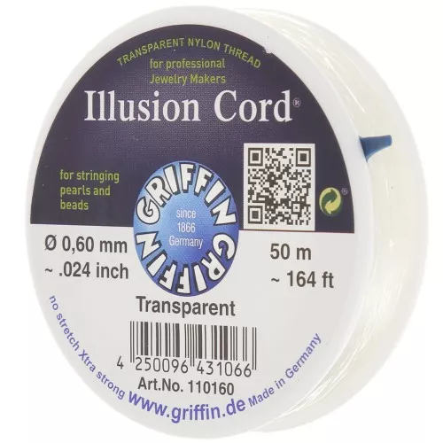 0.60mm Invisible nylon cord - illusion cord - Griffin - Transparent x50m