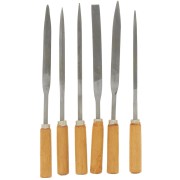 6 files with wooden handle - medium grain - jewelry tools x1