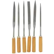 6 files with wooden handle - medium grain - jewelry tools x1