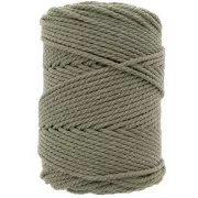 3mm Spool of cotton cord for macramé - Moss green x100m
