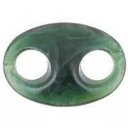 32x23mm Acrylic coffee bean link - Fir green marbled x1