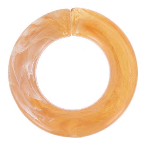 31.5mm Flat Round Acrylic Link - Marbled transparent Amber x1