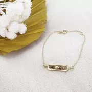 29x6mm Rounded rectangle spacer - Gold Tone x1