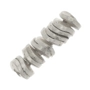 4x0.8mm Heishi wavy rondelle beads brushed effect - Silver Tone x5g approx.65 pcs.